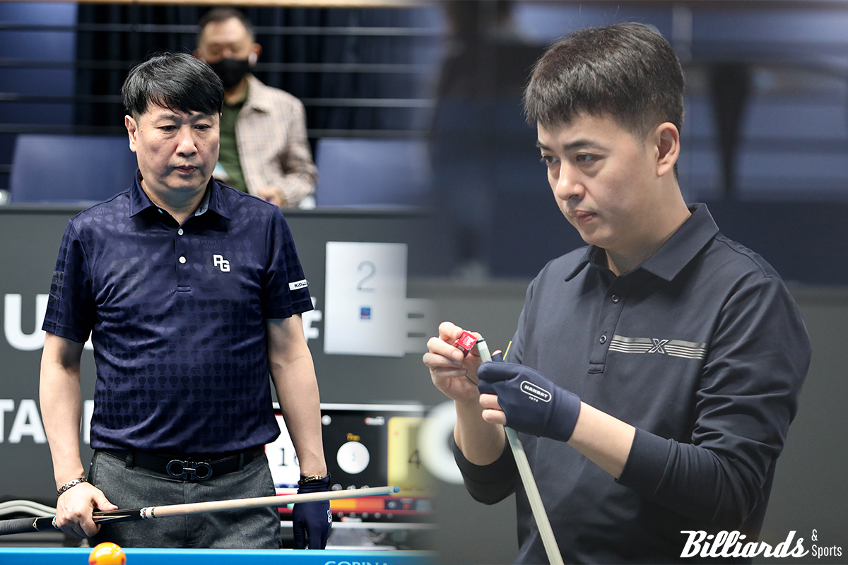 '2024 PBA 큐스쿨' 1라운드 2일차에 2라운드 진출에 성공한 신남호와 김기혁. 사진=PBA, 빌리어즈앤스포츠 DB