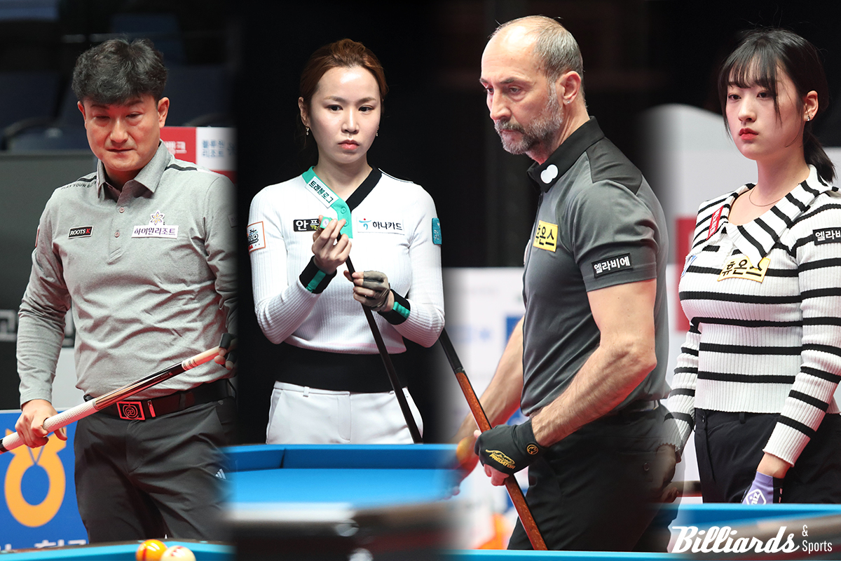 PBA 팀리그 드래프트를 앞두고 보호 선수와 방출 선수 명단이 공개 됐다. 왼쪽부터 보호 선수로 지정된 이충복과 김진아, 그리고 팀에서 방출된 세미 사이그너와 장가연. 사진=빌리어즈앤스포츠 DB