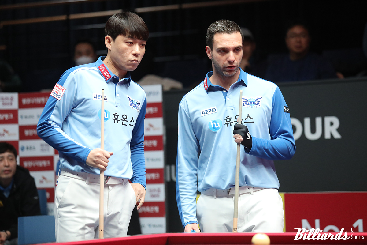 최성원과 하비에르 팔라존은 새 시즌에도 휴온스 유니폼을 입고 PBA 팀리그에서 활약할 예정이다.