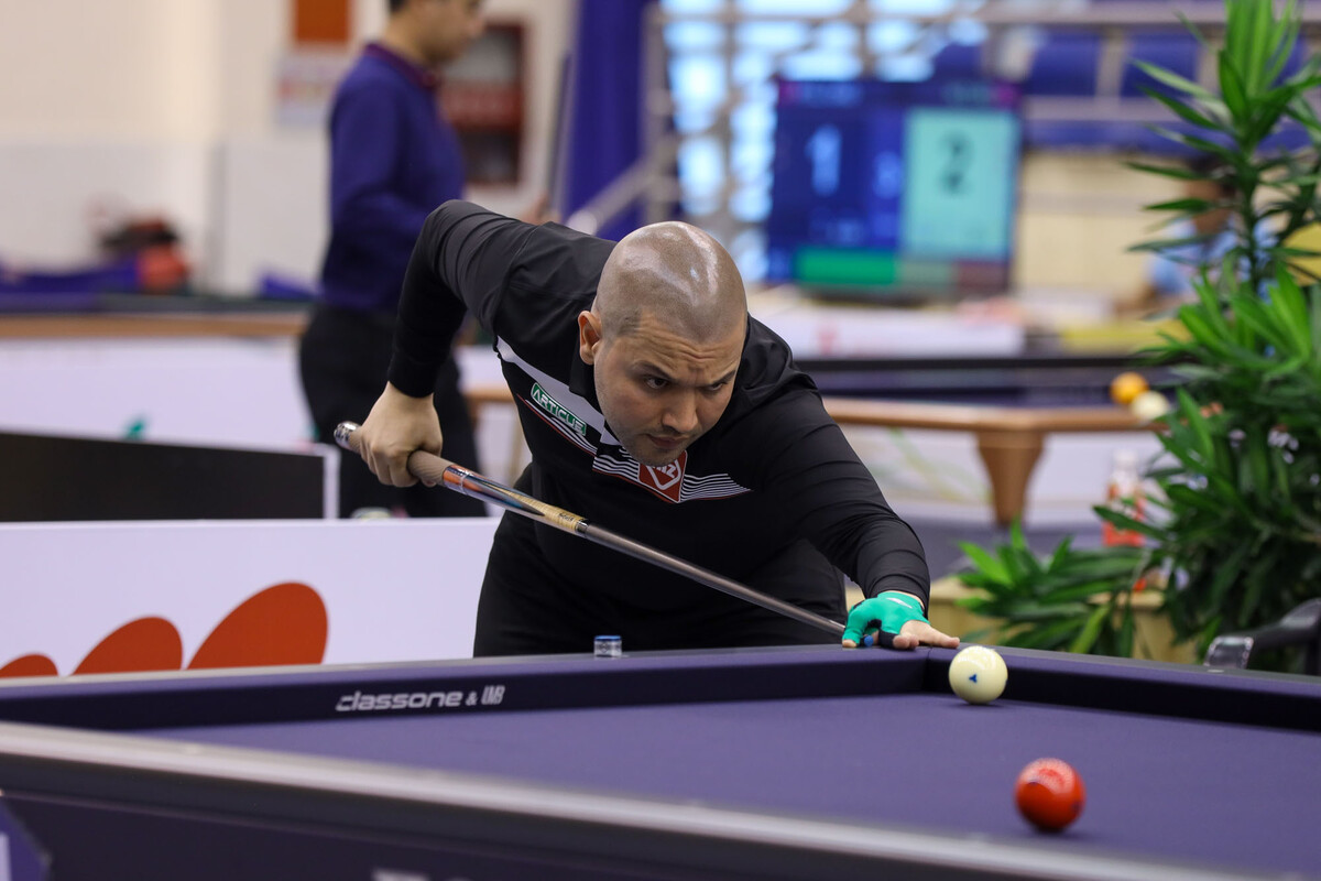 'PBA 복귀생' 비롤 위마즈(튀르키예)가 '호찌민 3쿠션 당구월드컵' 최종예선 진출에 실패했다.  사진=SOOP 제공