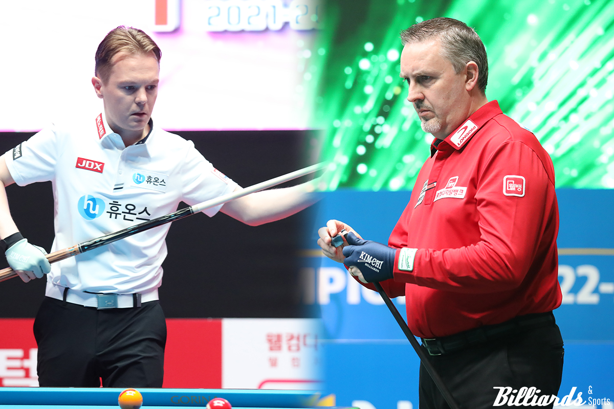 'PBA 이적생' 프레데릭 쿠드롱(우)과 글렌 호프만(좌)이 UMB 월드컵에서 맞붙는다. 사진=빌리어즈앤스포츠 DB