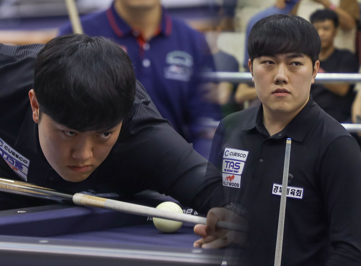 김준태(경북체육회)가 최성원과 조명우에 이어 한국 선수 중 역대 세 번째로 3쿠션 세계랭킹 1위에 올랐다.  사진=SOOP 제공 