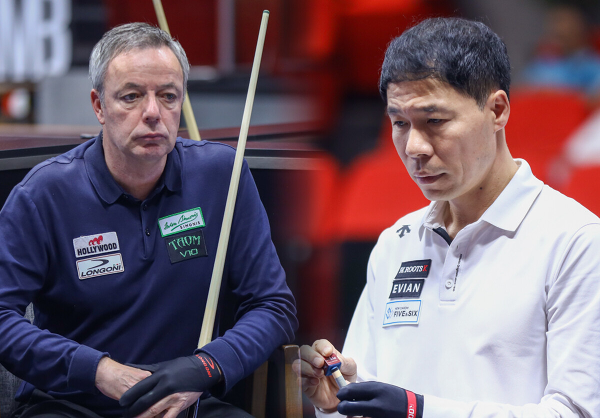 한국의 '3쿠션 베테랑' 허정한(경남)이 '당구의 신' 딕 야스퍼스(네덜란드)를 16강에서 꺾고 8강에 진출했다.   사진=SOOP 제공