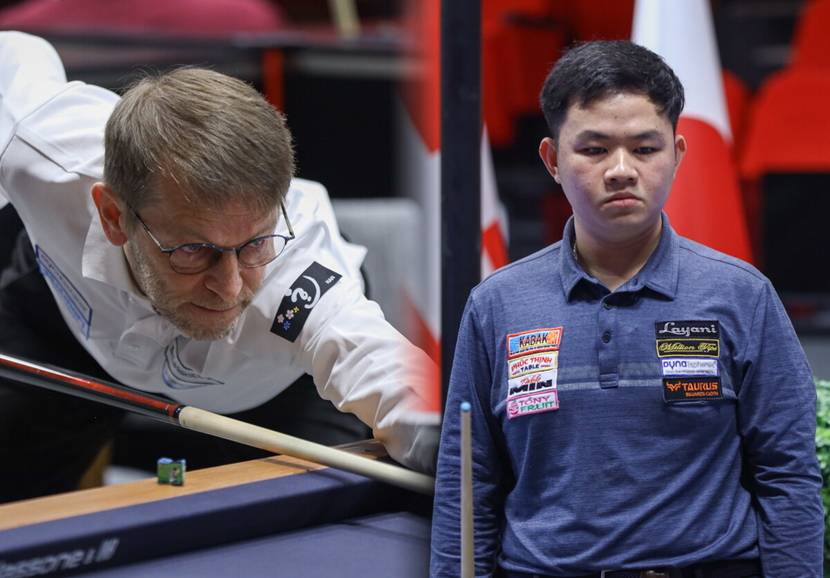 역대 3쿠션 당구월드컵에서 가장 많은 '3회 연속우승'을 기록한 토브욘 블롬달(왼쪽)과 베트남의 첫 3연승 도전을 이어가는 바오프엉빈.   사진=SOOP 제공