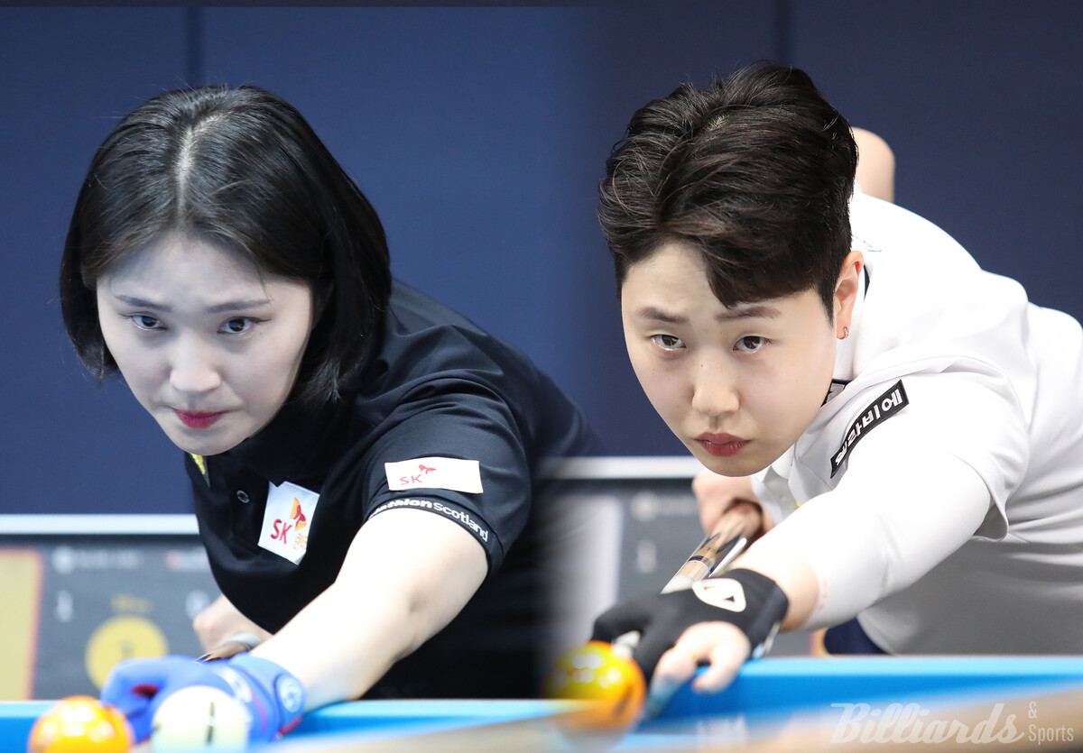 8강전에서 각각 사카이와 스롱과 대결하는 강지은(SK렌터카), 김세연(휴온스).