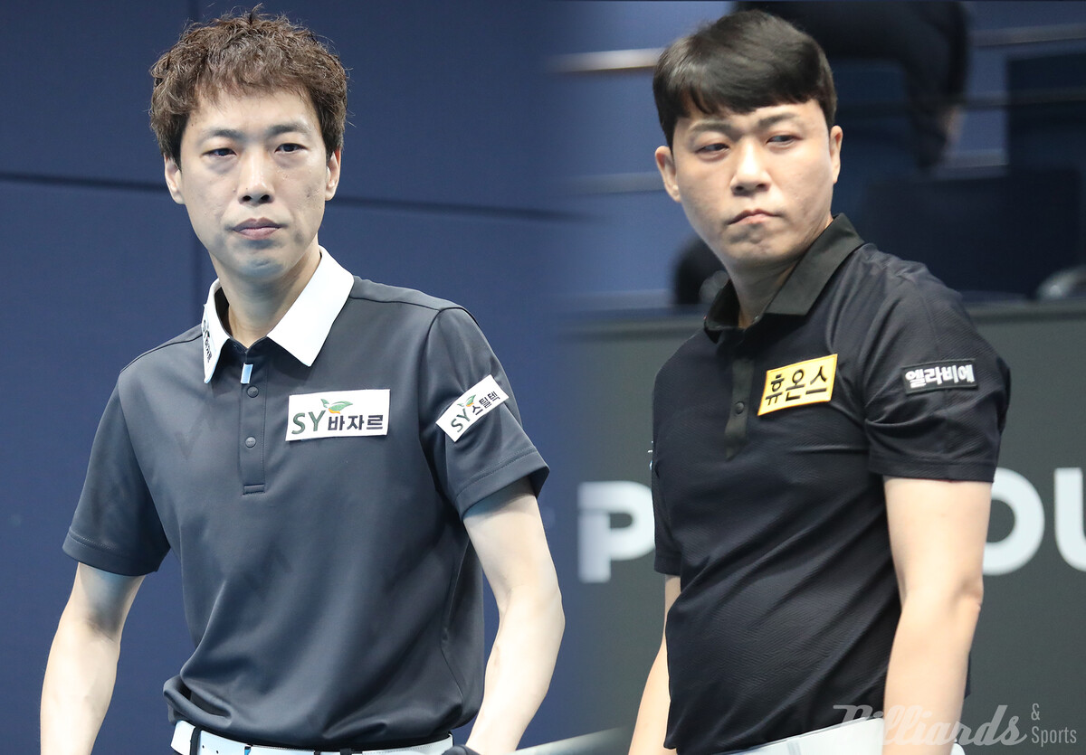 32강에서 김종원과 대결하는 박인수(에스와이·왼쪽). 응오딘나이와 대결하는 최성원(휴온스).