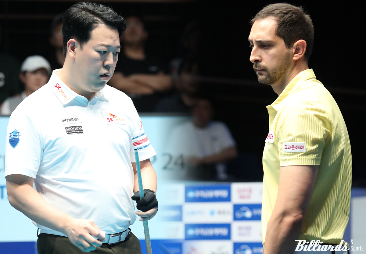 '헐크' 강동궁(SK렌터카)과 '애버리지 4.091' 다비드 마르티네스(크라운해태)가 개막전 '우리금융캐피탈 PBA 챔피언십' 준결승에서 만났다.   사진=고양/이용휘 기자