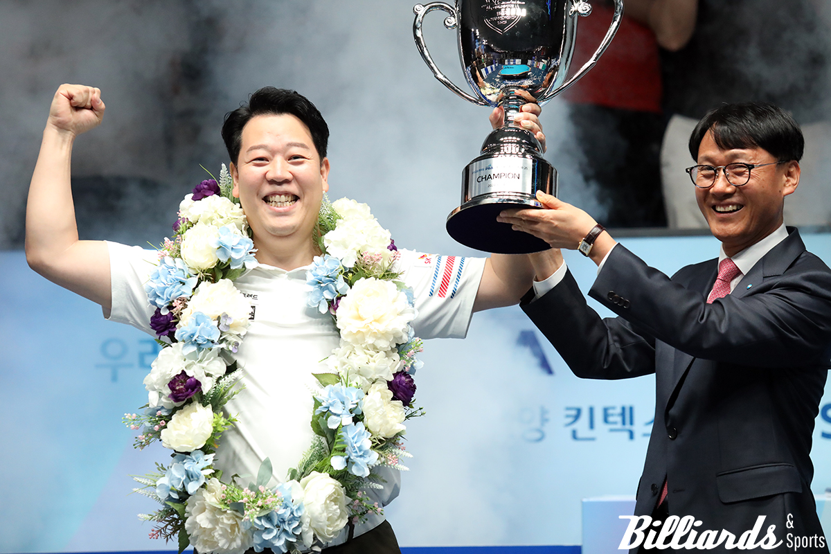 3년 만에 프로당구 PBA 투어 우승을 차지하며 '헐크'의 부활을 알린 강동궁. 사진=고양/이용휘 기자