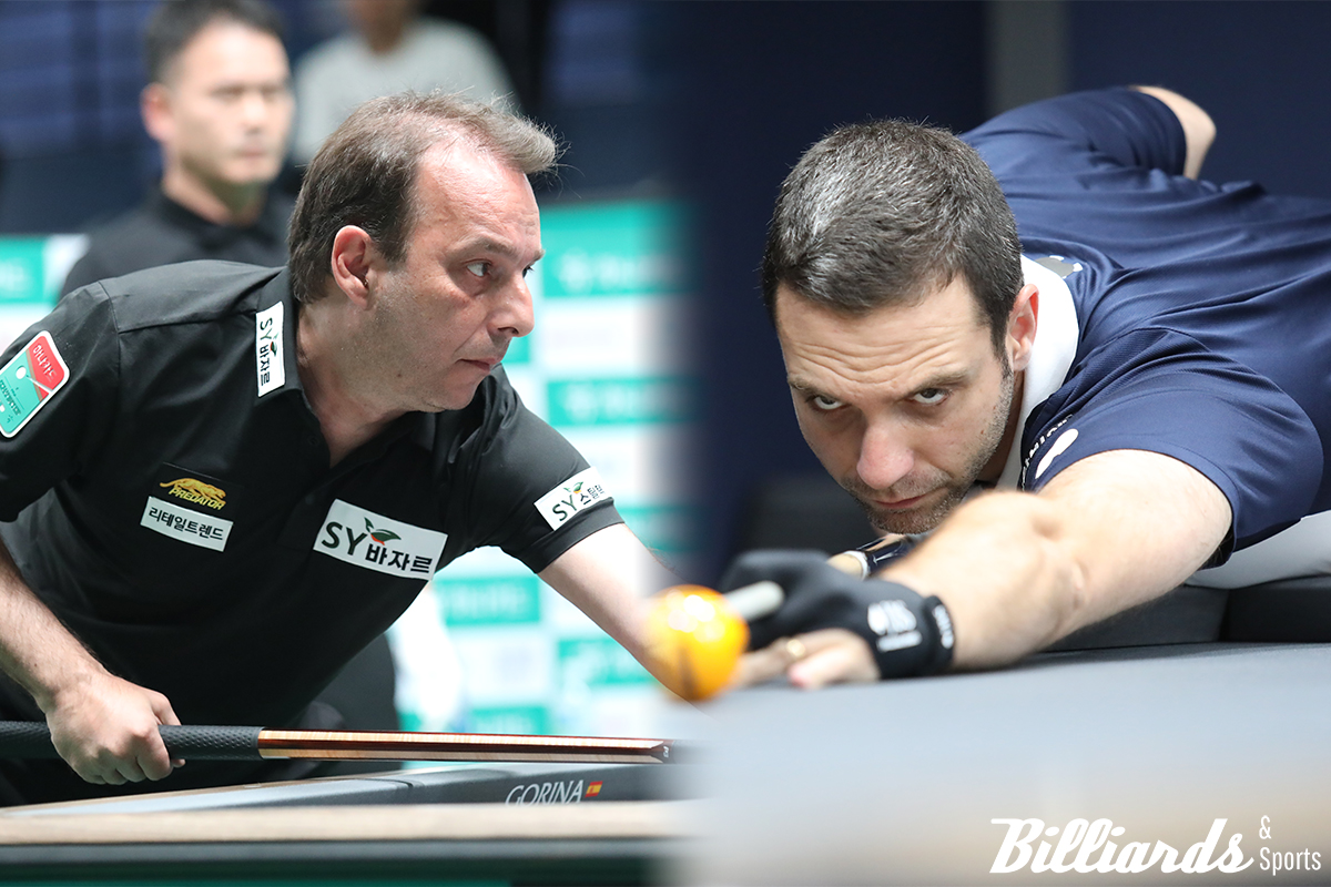 '하나카드 PBA 챔피언십' 32강에 역대 가장 많은 12명의 외국 선수들이 올라왔다. 사진은 32강에 오른 스페인의  다니엘 산체스(좌)와 하비에르 팔라손. 사진=고양/이용휘 기자