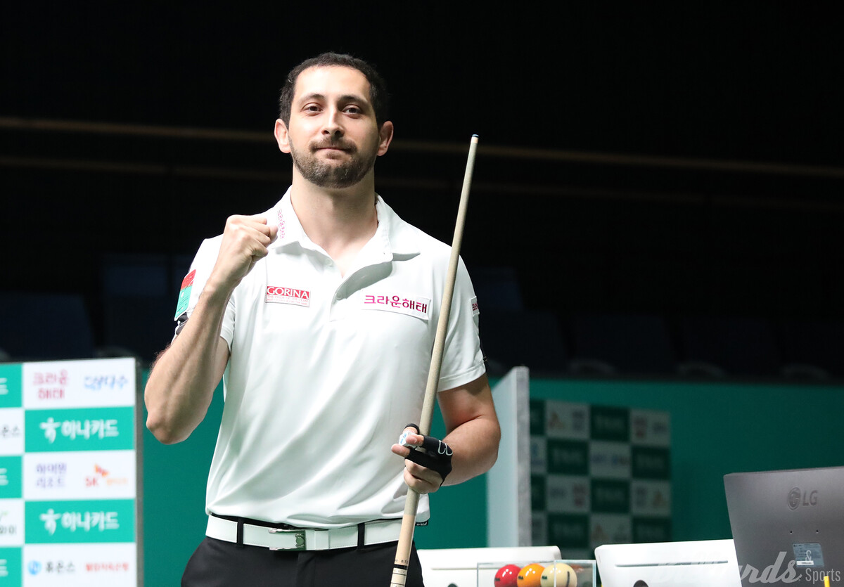 '스페인 최강' 다비드 마르티네스(크라운해태)가 '숙적' 모리 유스케(에스와이)를 세트스코어 4-2로 제압하고 2차 투어 결승에 선착했다.  사진=고양/이용휘 기자