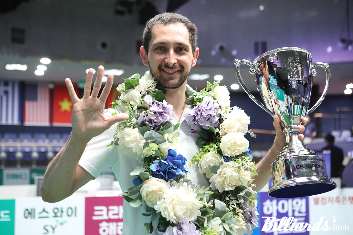 다비드 마르티네스가 '하나카드 PBA 챔피언십' 결승에서 강동궁에게 역전승을 거두고 프로당구 투어 통산 5승을 달성했다. 사진=고양/이용휘 기자