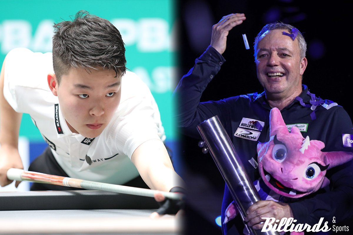 딕 야스퍼스(우)가 '최연소 프로 당구선수' 김영원(좌)을 자신의 뒤를 이을 당구선수 중 하나로 꼽았다. 사진=빌리어즈앤스포츠 DB