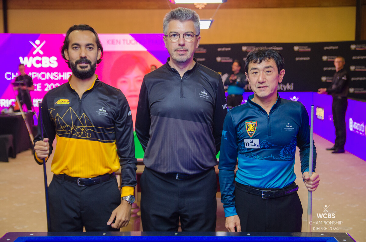 남자 3쿠션 경기에서 아시아B팀의 우메다 류지(일본)는 '세계랭킹 8위'의 강호 사미흐 시덤(이집트)에게 33이닝 만에 40:35로 승리했다.