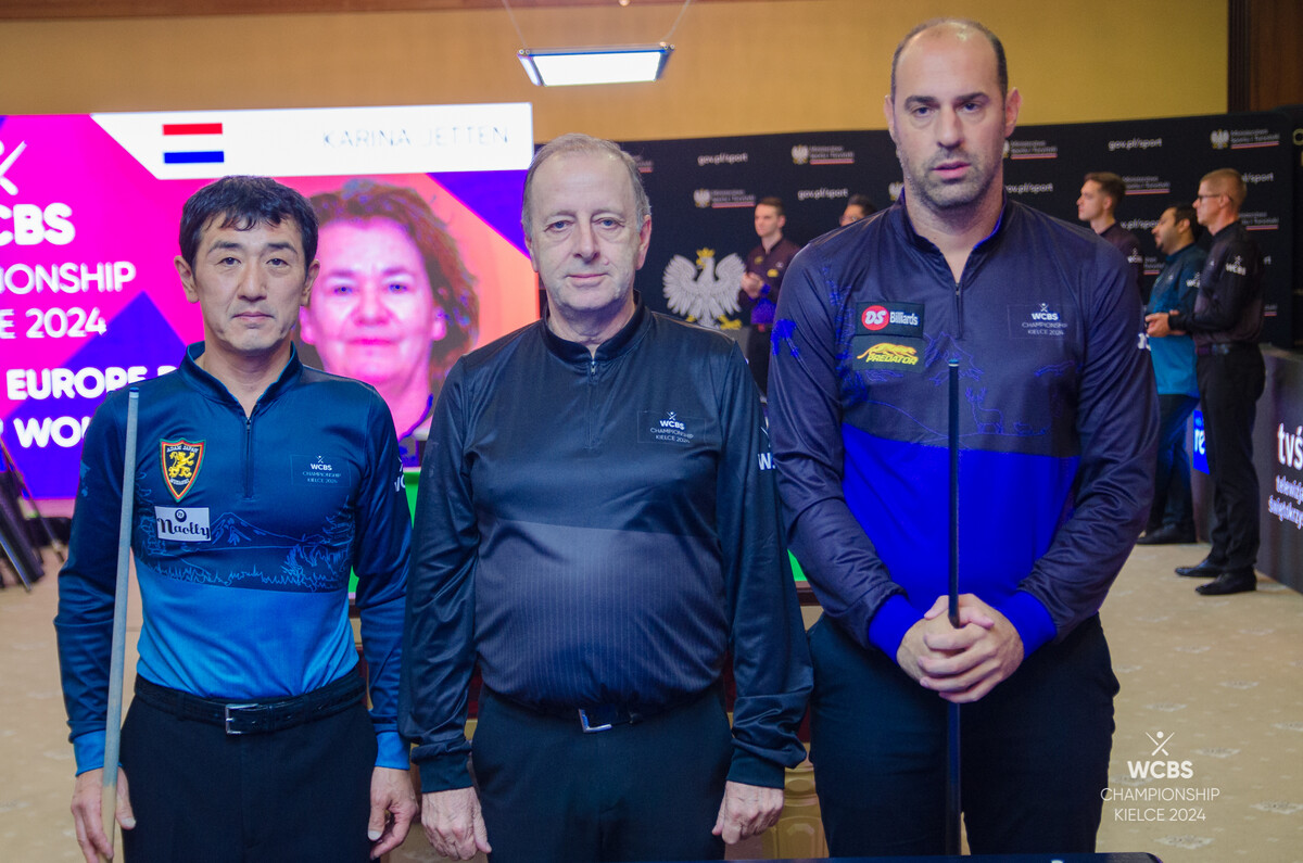 캐롬 3쿠션 남자 우메다 류지(일본·왼쪽)는 '스페인 강호' 루벤 레가스피(오른쪽)에게 결승에서 패했다.