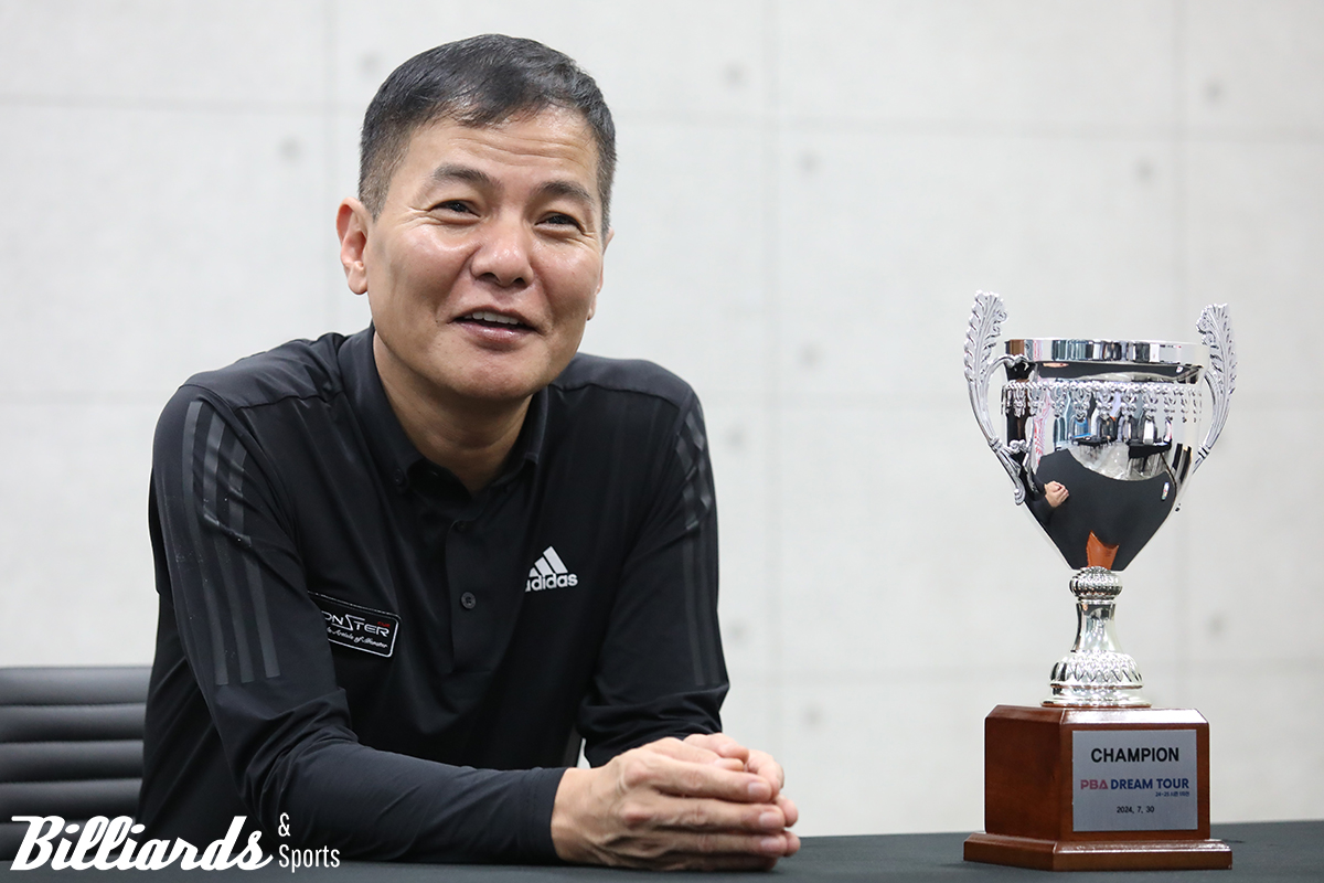 'PBA 드림투어 개막전' 우승을 차지한 박춘우가 기자회견을 하고 있다. 사진=고양/이용휘 기자