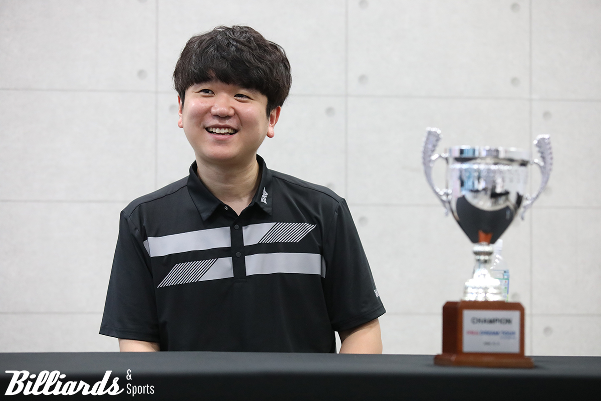 'PBA 드림투어 2차전'에서 우승을 차지한 이태희가 우승자 기자회견을 하고 있다. 사진=고양/이용휘 기자