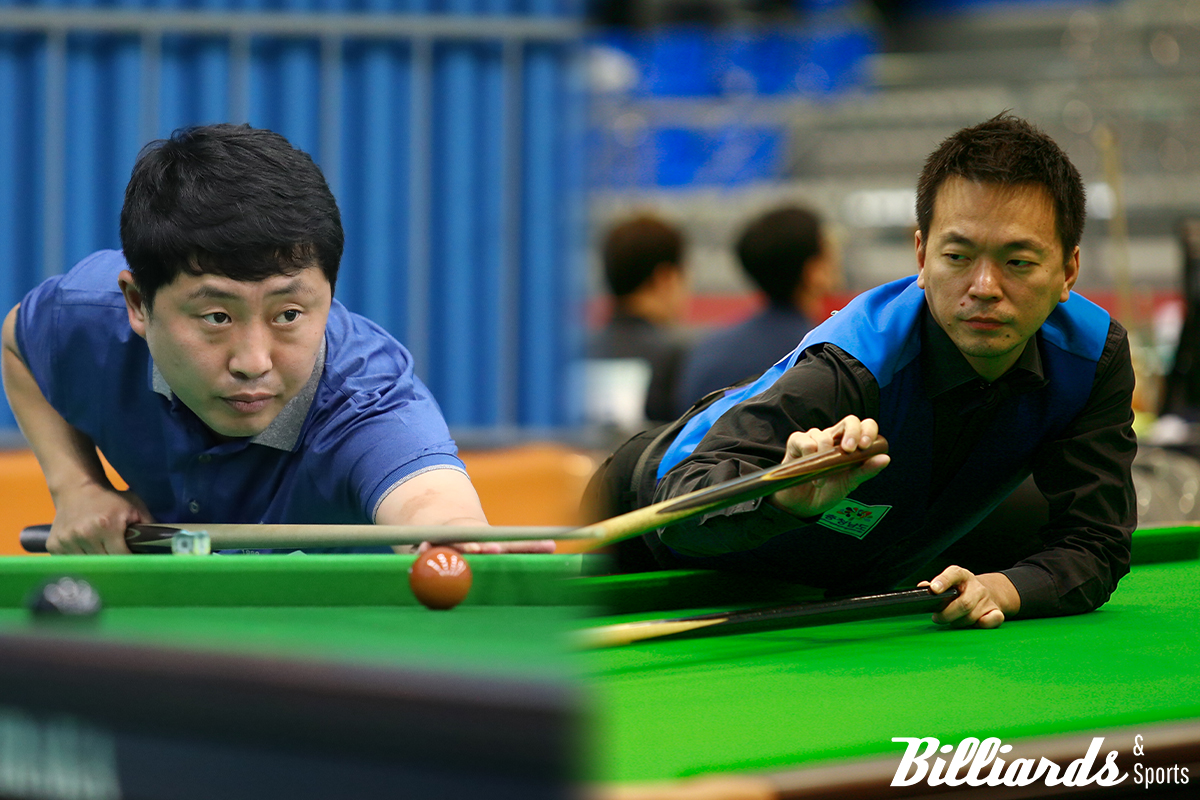 '2024 스누커&잉글리시빌리어드 그랑프리' 2차대회에서 우승을 차지한 최경림(스누커)과 백민후(잉글리시빌리어드). 사진=빌리어즈앤스포츠 DB