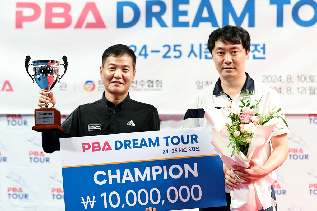 2024-25 PBA 드림투어 3차전 우승을 차지한 박춘우(좌)와 김태호2(우)