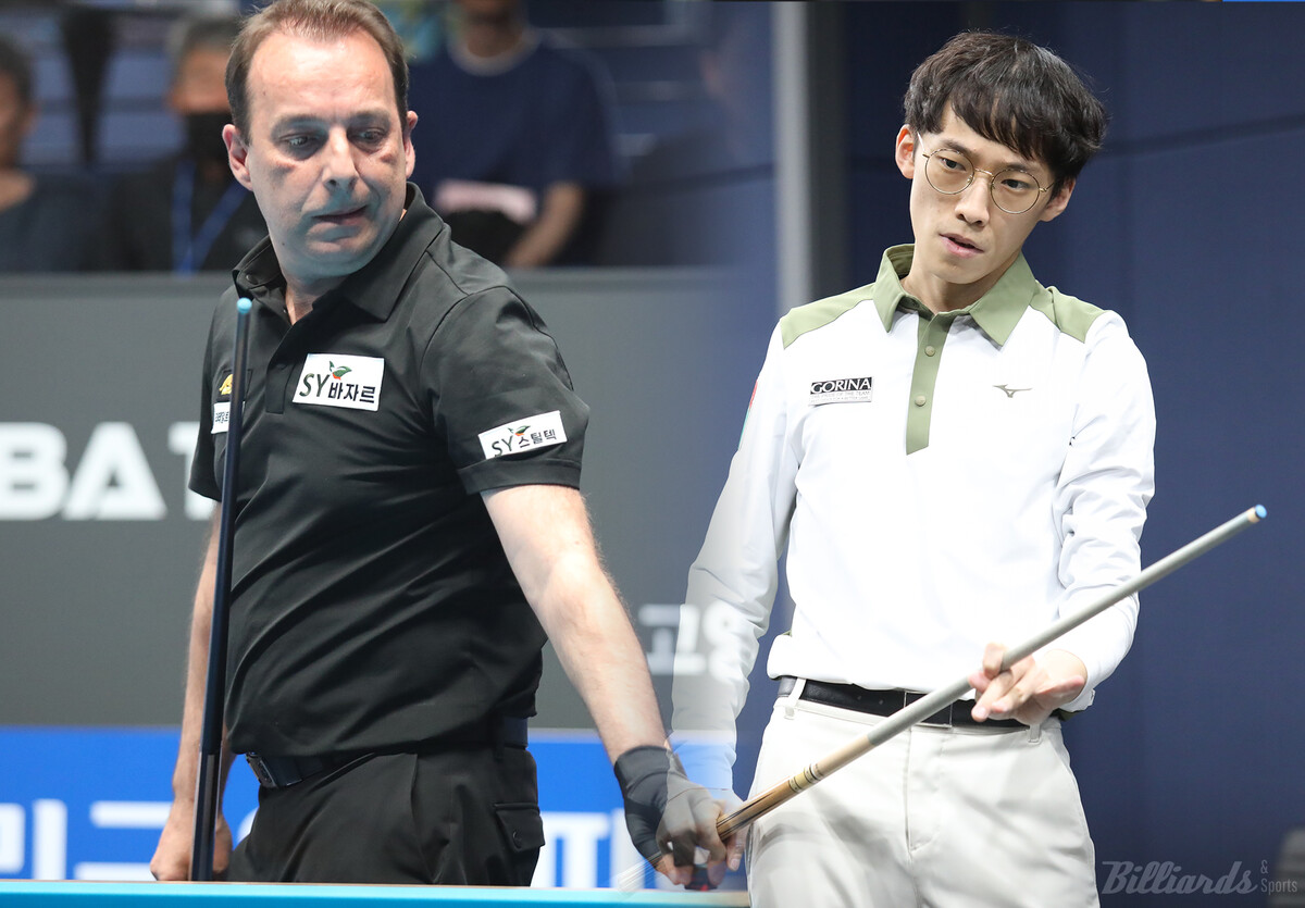 '3쿠션 사대천왕' 다니엘 산체스(에스와이)가 '93년생 신인' 임완섭과 벌인 128강 첫 경기에서 어렵게 3-1 승리를 거두고 64강에 진출했다.  빌리어즈앤스포츠 DB