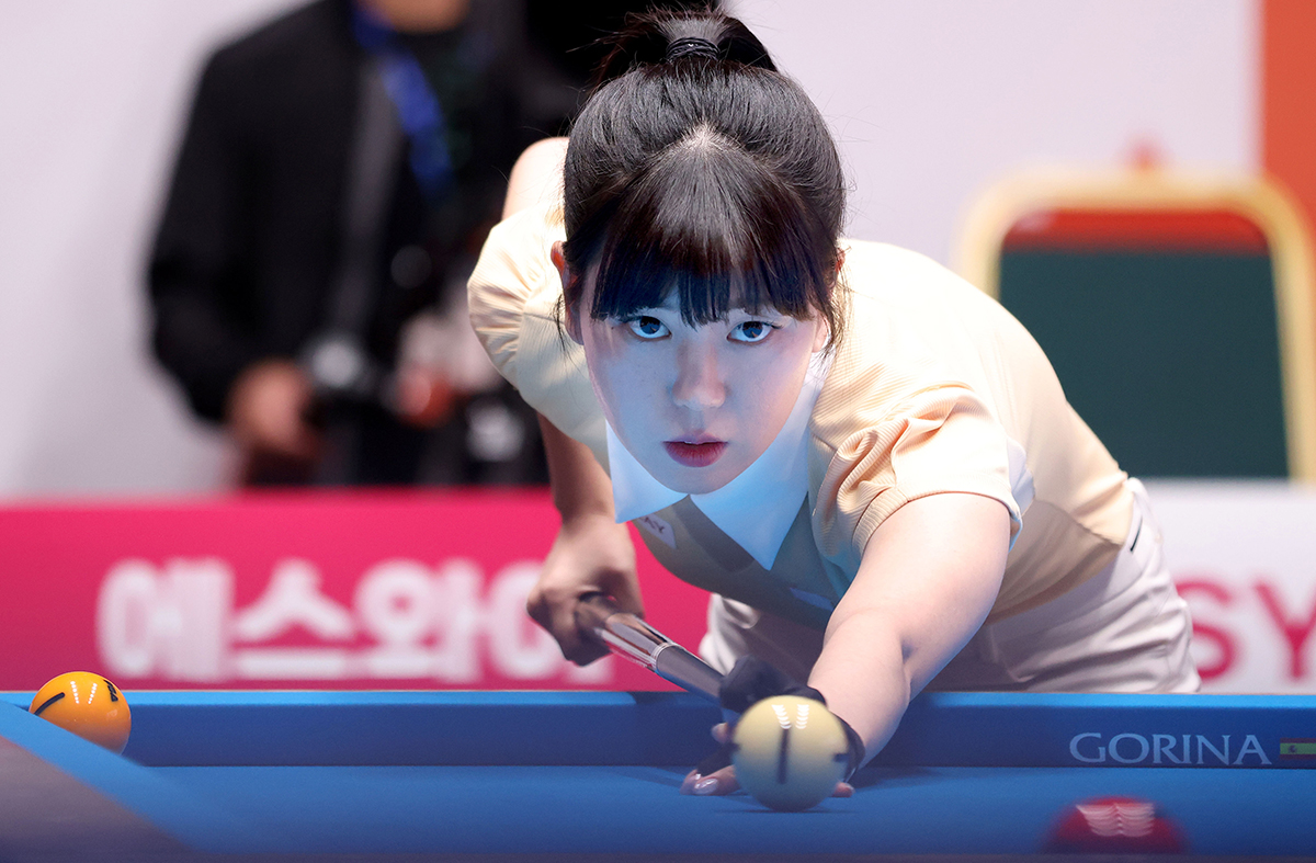 하윤정(31)이 '2024 LPBA 에스와이 바자르 하노이 오픈'에서 이미래(하이원리조트)와 최혜미(웰컴저축은행)를 연파하고 16강에 진출했다.  사진=PBA 제공