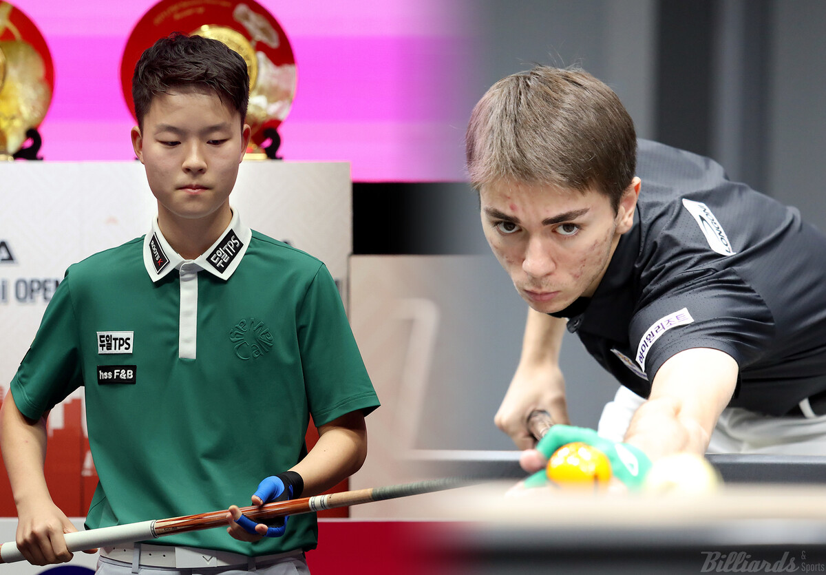 '16세 최연소' 김영원과 '무서운 18세' 부라크 하샤시(하이원리조트)가 프로 첫 해외 원정 투어인 '2024 PBA 에스와이 바자르 하노이 오픈' 64강에서 두 번째 대결을 벌였다.   사진=PBA 제공, 빌리어즈앤스포츠 DB