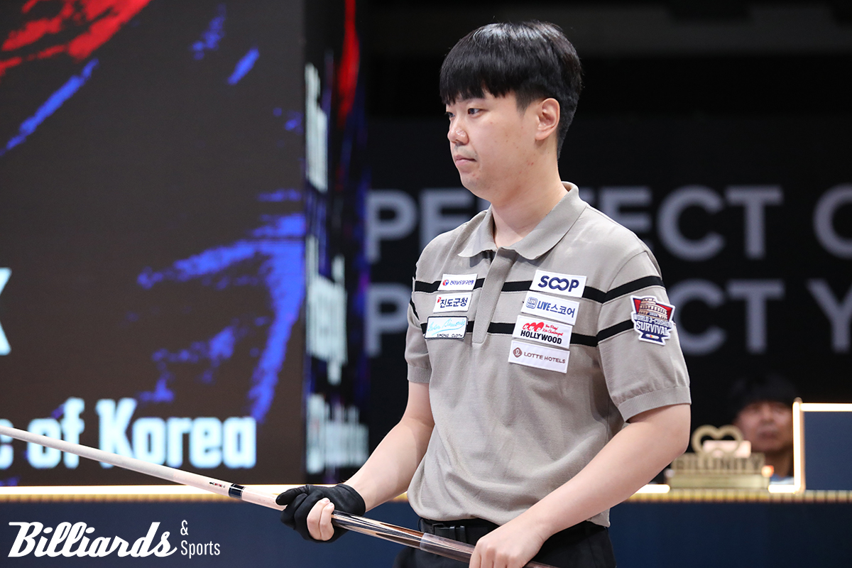 '당구천재' 김행직도 1라운드에서 패해 패자부활전으로 떨어졌다.