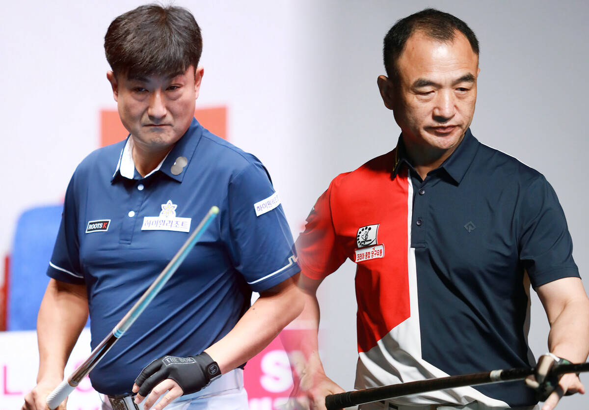 '왕년의 강자' 이충복(하이원리조트·왼쪽)과 이승진(오른쪽)이 '2024 PBA 에스와이 바자르 하노이 오픈'에서 16강에 진출하며 활약했다.  사진=PBA 제공