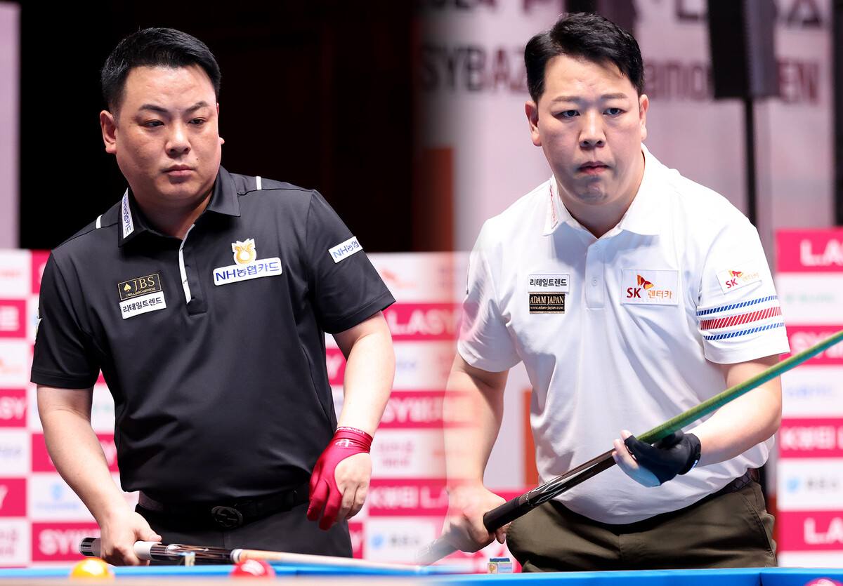 '슈퍼맨' 조재호(NH농협카드)와 '헐크' 강동궁(SK렌터카)이 '2024 PBA 에스와이 바자르 하노이 오픈' 32강전에서 나란히 승리를 거두고 동반 16강행에 성공했다.  사진=PBA 제공