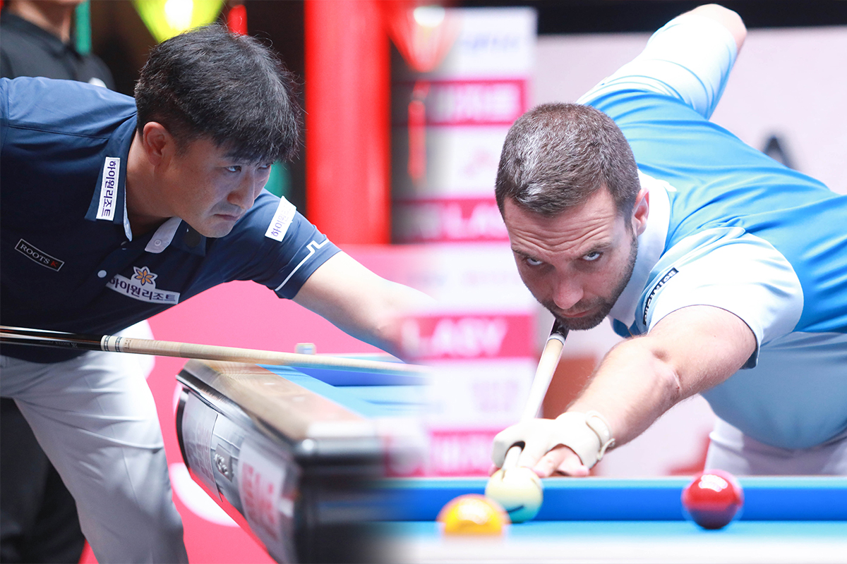 이충복과 하비에르 팔라손이 동시에 세트스코어 3-2로 승리하며 8강에 올랐다. 사진=PBA