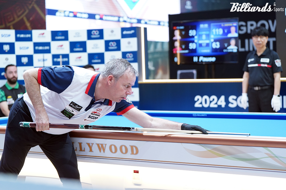 '월드 3쿠션 서바이벌 2024' 마지막 날 경기에 앞서 열린 이벤트 시합에서 딕 야스퍼스(네덜란드)가 1위를 차지했다.  사진=잠실/김철홍 기자
