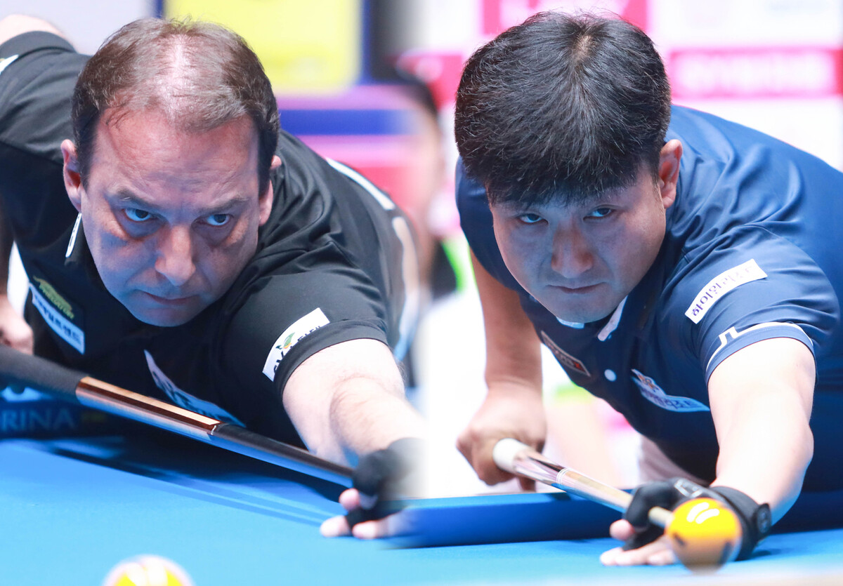 '부활 동기' 다니엘 산체스(에스와이)와 이충복(하이원리조트)이 25일 오후 8시에 열리는 '하노이 오픈' 8강전에서 준결승 진출을 다툰다.  사진=PBA 제공