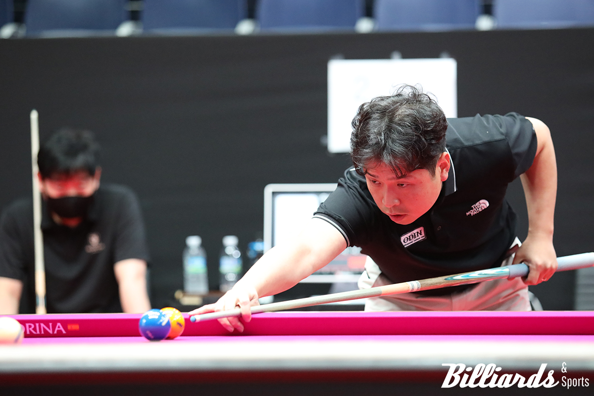 선택을 마친 김민건이 마지막 샷을 시도하고 있다. 