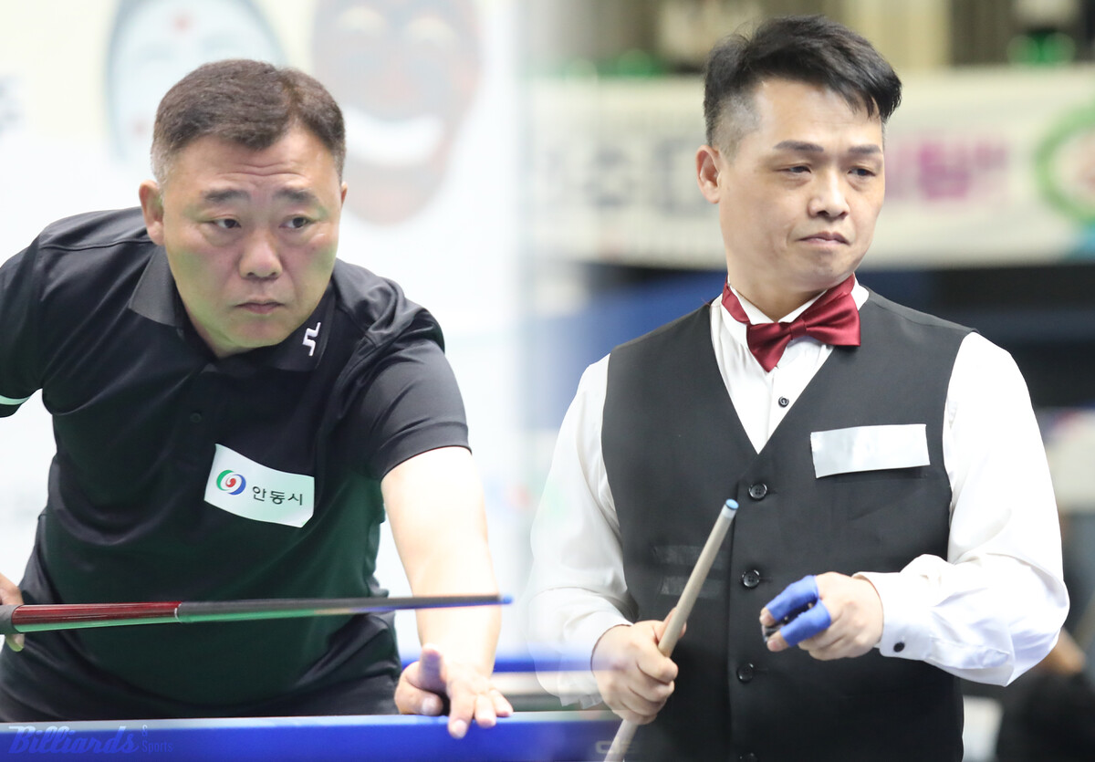 이번 대회에서 조명우와 김행직을 꺾은 김성문(왼쪽)-김재정(오른쪽). 빌리어즈앤스포츠 DB