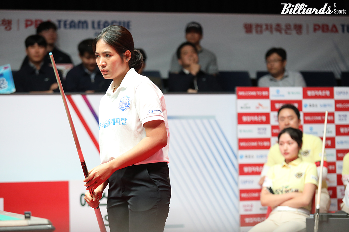 스롱에게 한지은은 가장 껄끄러운 상대다. 두 선수는 이번 시즌 팀리그 1라운드에서 마지막으로 대결해 한지은이 승리했다.  빌리어즈앤스포츠 DB.