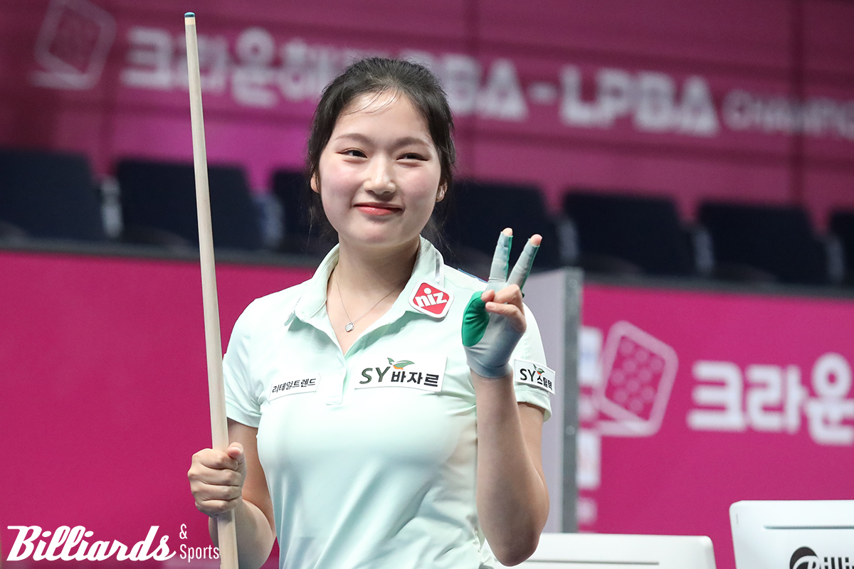 한지은이 퍼펙트큐 마무리로 히다 오리에를 꺾고 시즌 첫 8강에 올랐다. 사진=고양/이용휘 기자