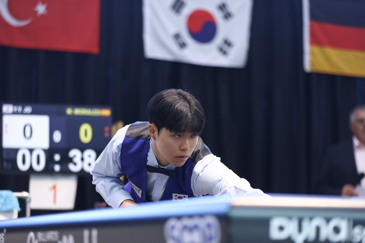 한국의 조영윤(19)이 22세 이하 주니어 세계선수권대회 결승에 진출했다. 결승전은 잠시 후 밤 11시에 시작된다. 사진=SOOP 제공