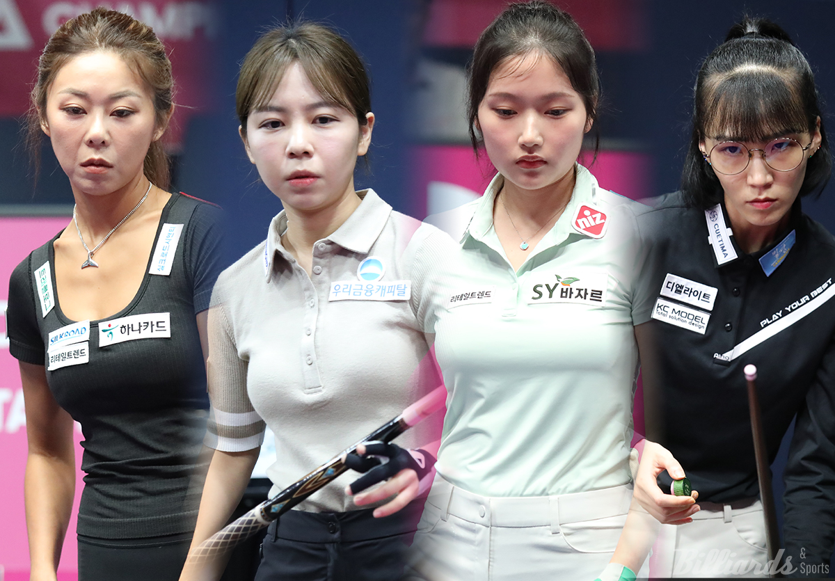 여자 프로당구 시즌 4차 투어 '크라운해태 LPBA 챔피언십 2024 한가위' 준결승에 오른 김가영, 김민영, 한지은, 김다희(왼쪽부터).  사진=고양/이용휘 기자