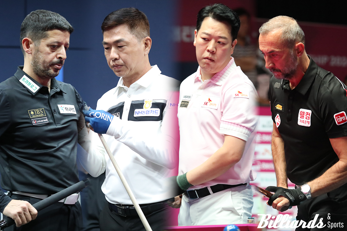 '크라운해태 PBA 챔피언십' 4강에 오른 4인. (왼쪽부터) 무라트 나지 초클루, 마민껌, 강동궁, 세미 사이그너. 사진=고양/이용휘 기자