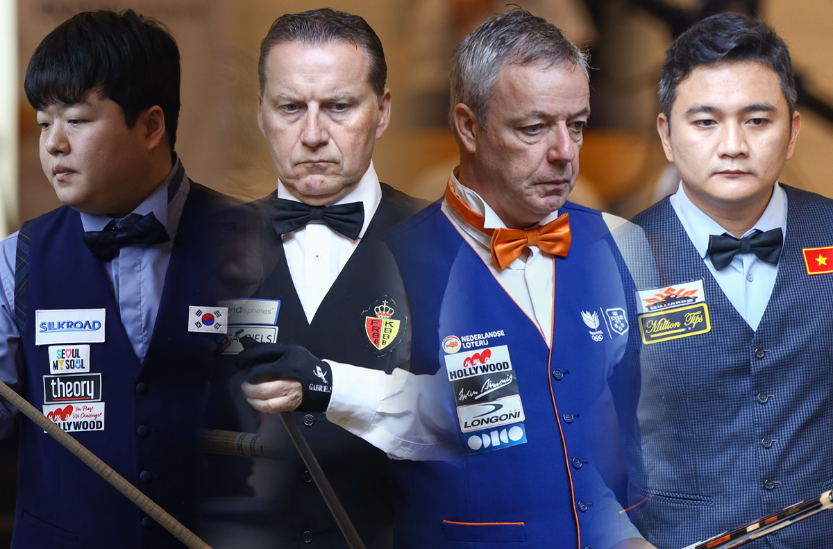 베트남에서 열린 '제76회 빈투언 세계3쿠션선수권대회' 4강이 한국의 조명우(실크로드시앤티-서울시청)와 에디 멕스(벨기에), 딕 야스퍼스(네덜란드)와 쩐딴룩(베트남)의 대결로 압축됐다.  사진=SOOP 제공