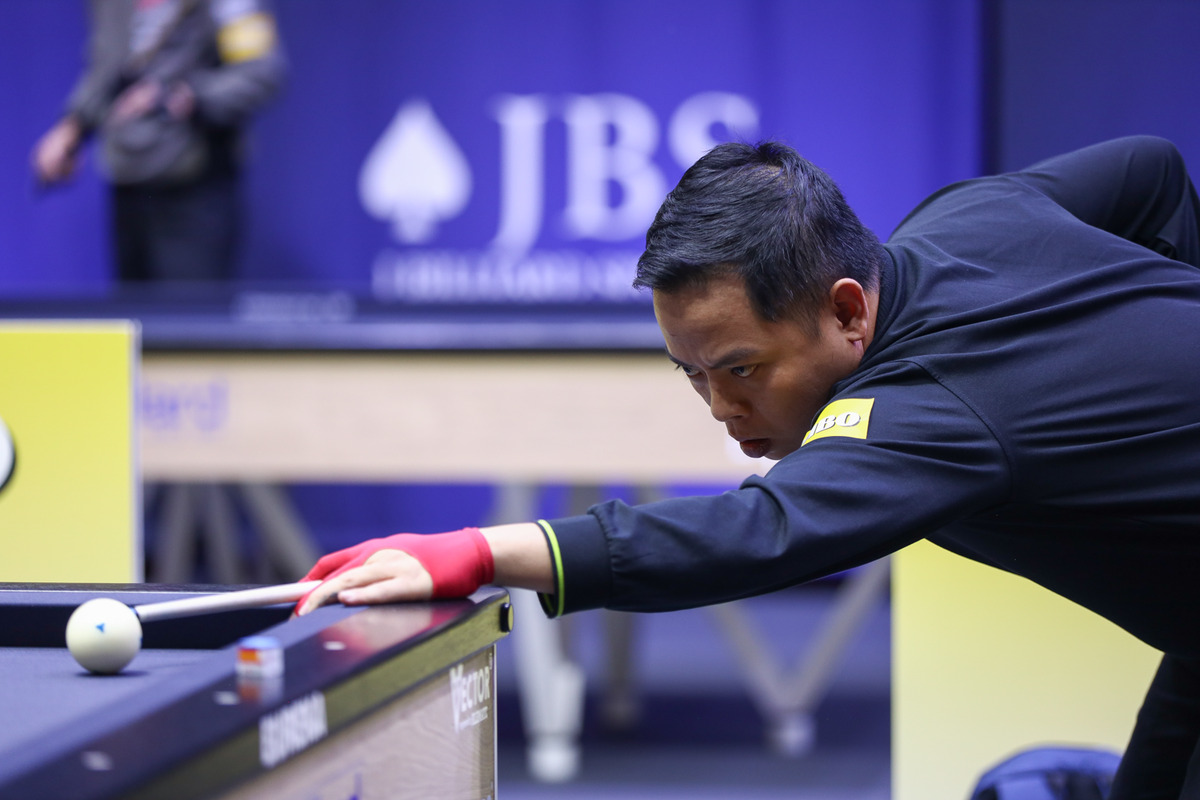 '베겔 3쿠션 당구월드컵' 예선 2라운드에서 종합 1위에 오른 베트남의 레타인티엔.  사진=SOOP 제공