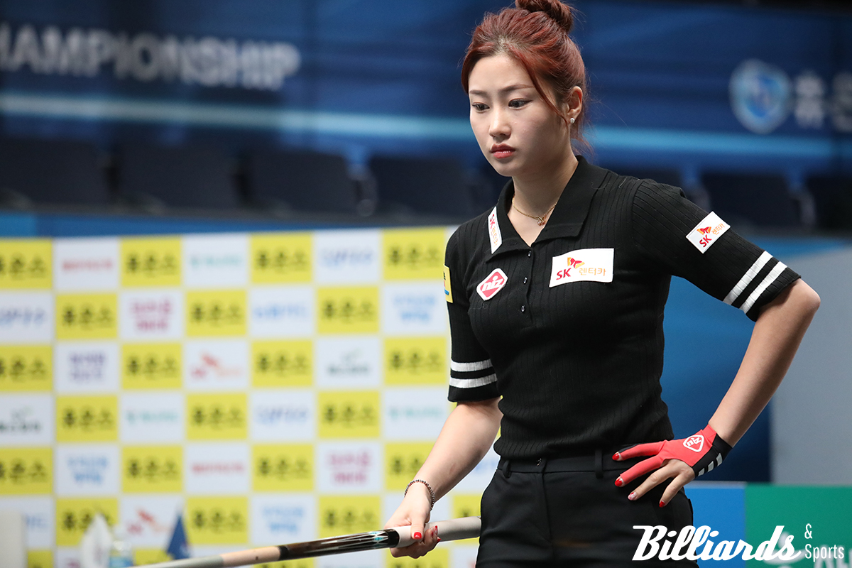 김가영과 64강에서 만난 조예은(SK렌터카)은 지난 4차 투어 역전패에 대한 설욕을 다짐했으나 김가영의 벽을 넘지 못했다.