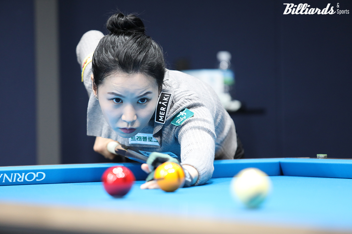 김진아(하나카드)가 5차 투어 '휴온스 LPBA 챔피언십' 16강에 진출하며 두 대회 연속 16강행에 성공했다.  사진=고양/이용휘 기자 