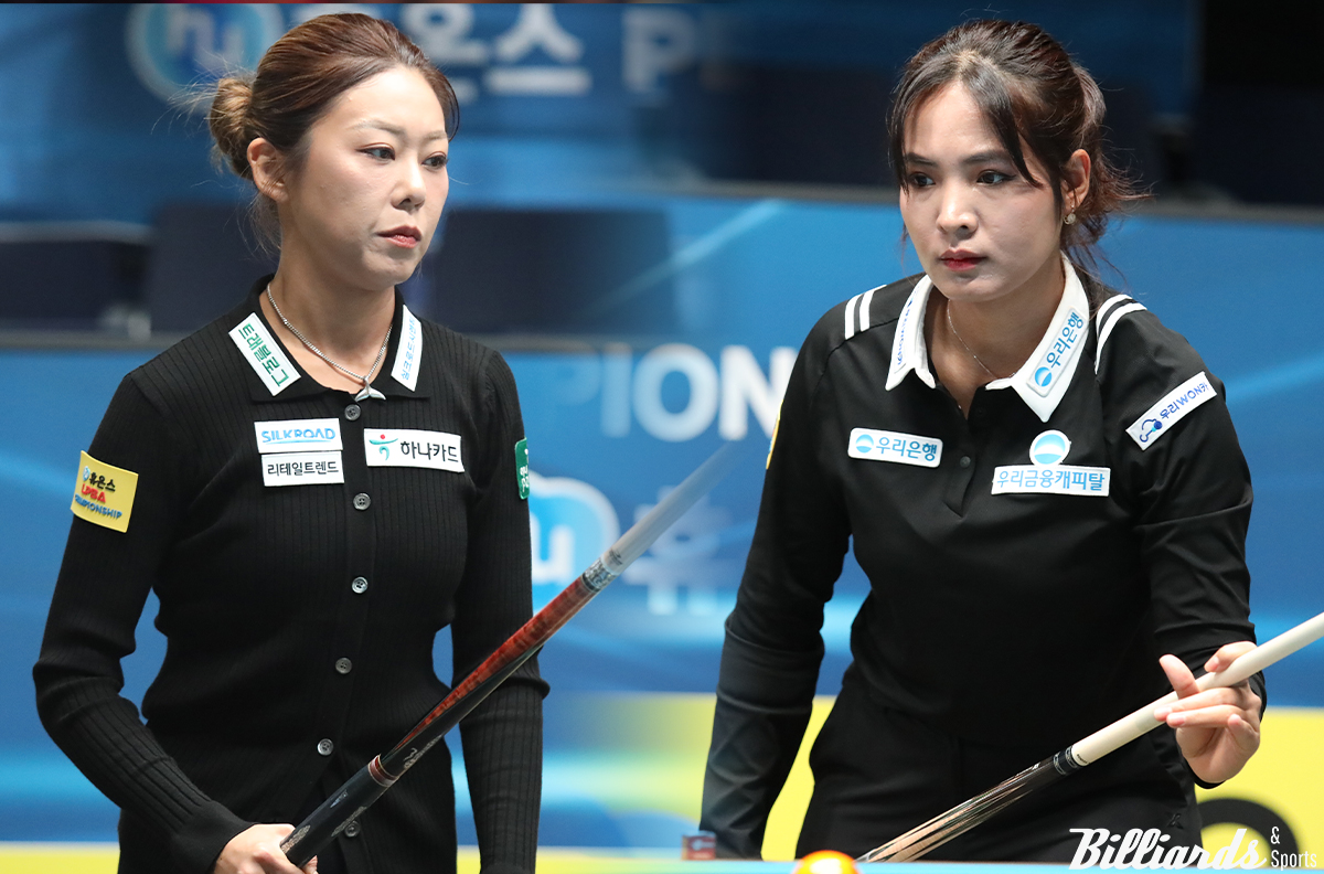 '당구 여제' 김가영(하나카드·왼쪽)과 '캄보디아 당구 영웅' 스롱 피아비(우리금융캐피탈)가 5차 투어 '휴온스 LPBA 챔피언십' 준결승에서 대결한다. 두 선수 중 승리자는 권발해(에스와이)-오지연의 도전자 그룹의 최후의 1인과 우승상금 4000만원을 걸고 7전 4선승제로 결승전을 치른다.  사진=고양/이용휘 기자