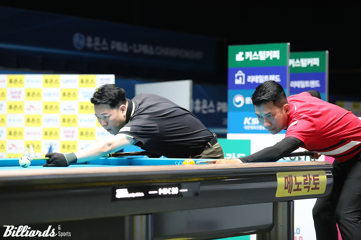 강동궁 vs 응오딘나이의 8강전 뱅킹 장면.