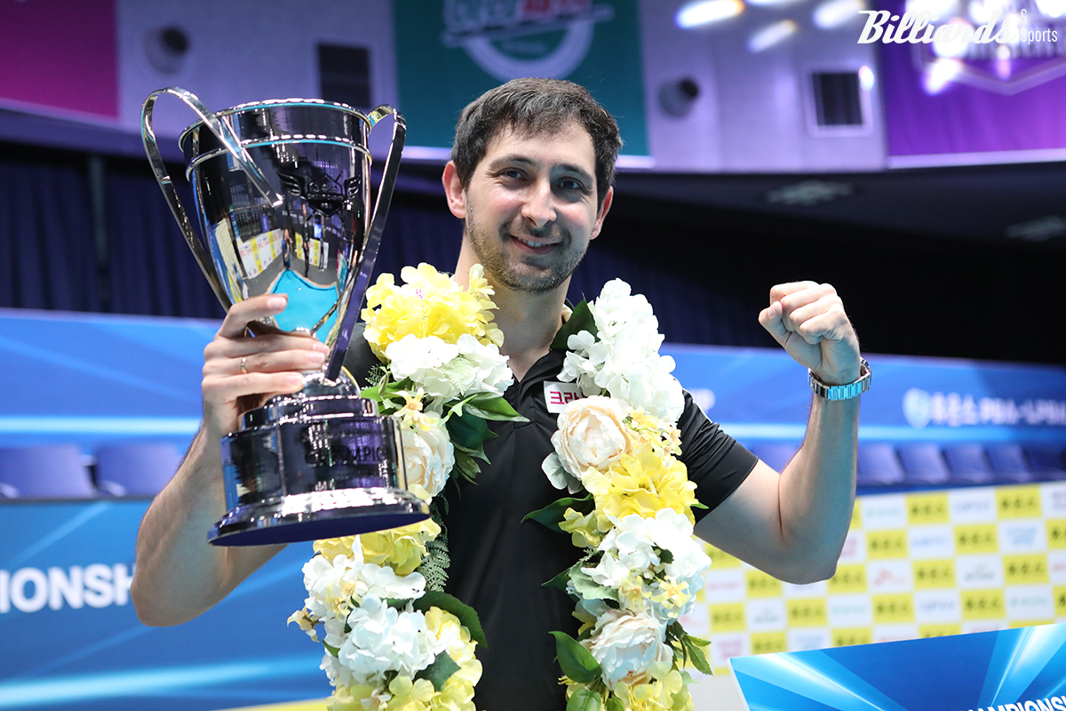 '스페인 최강자' 다비드 마르티네스(크라운해태)가 24-25시즌 5차 투어 '휴온스 PBA 챔피언십' 결승에서 강동궁(SK렌터카)을 꺾고 우승을 차지했다.  사진=고양/이용휘 기자