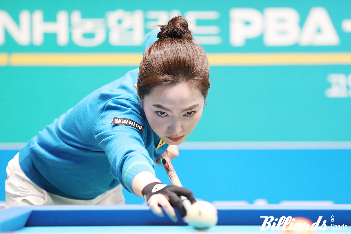 차유람(휴온스)이 사카이 아야코(하나카드)와의 '16강 리턴매치'에서 설욕하며 시즌 8강에 올랐다.  사진=고양/이용휘 기자