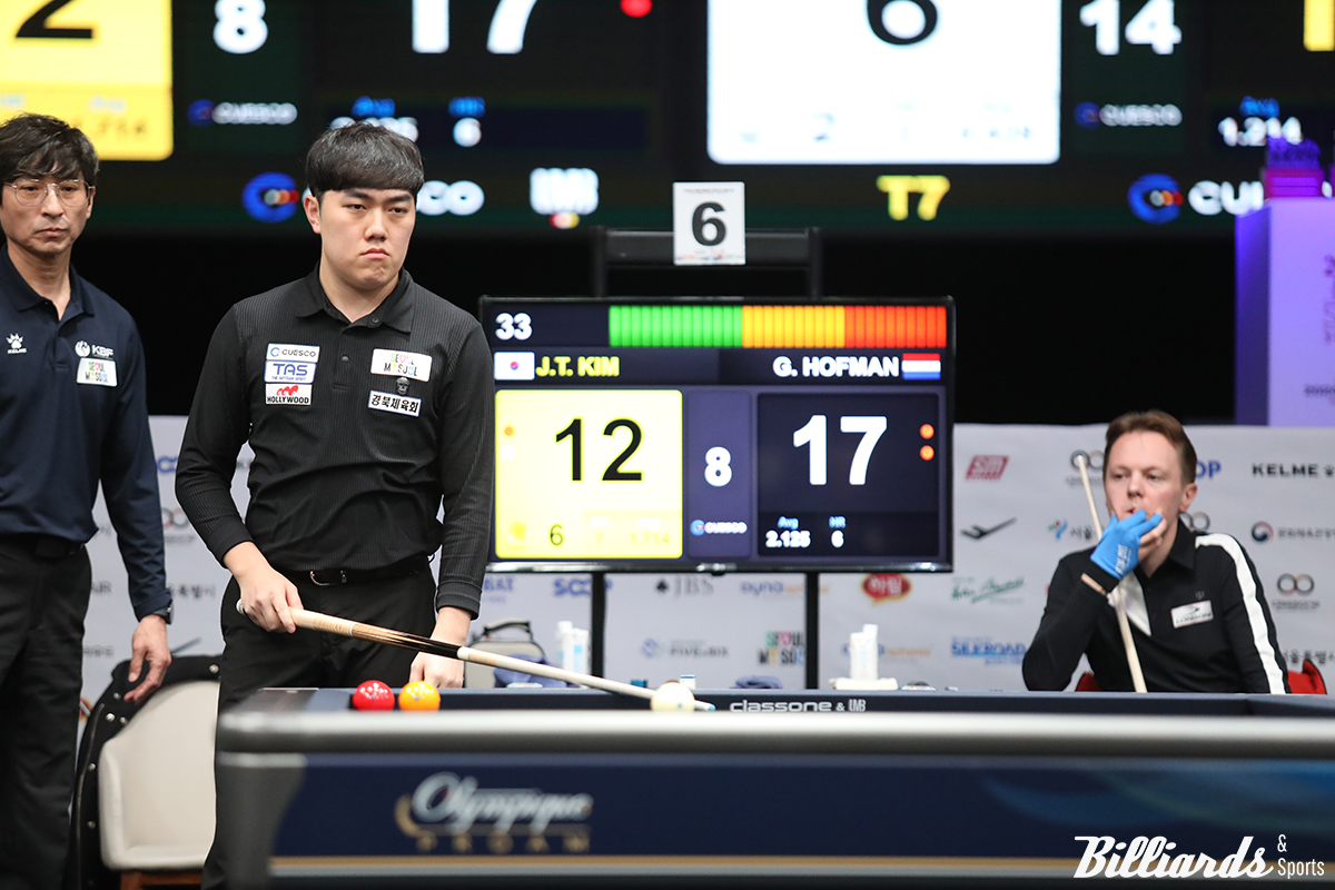 김준태는 12:17로 지고 있던 8이닝에 하이런 28점을 쳐 40:17로 경기를 승리했다.