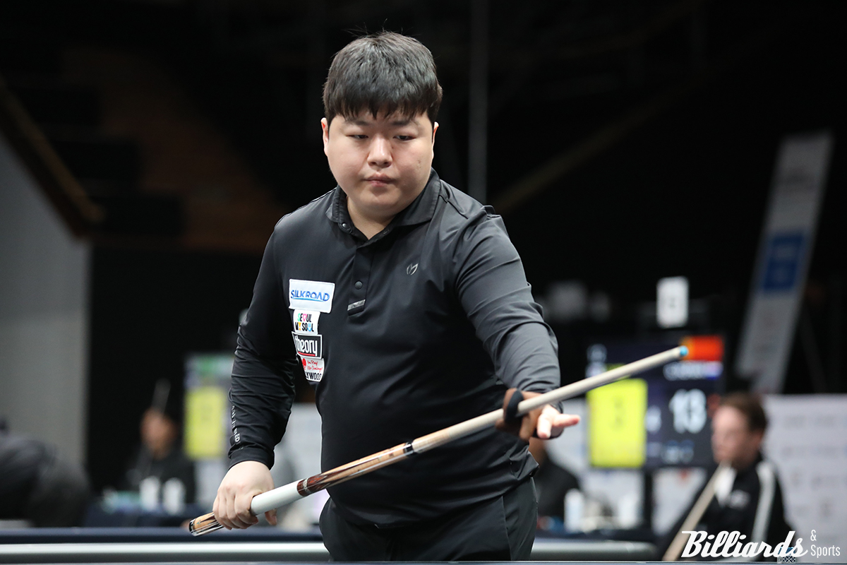 조명우(실크로드시앤티-서울시청)는 조별리그 마지막 경기에서 11이닝 만에 40:1로 승리하며 3승으로 C조 1위에 올랐다.  사진=서울 강서/이용휘 기자