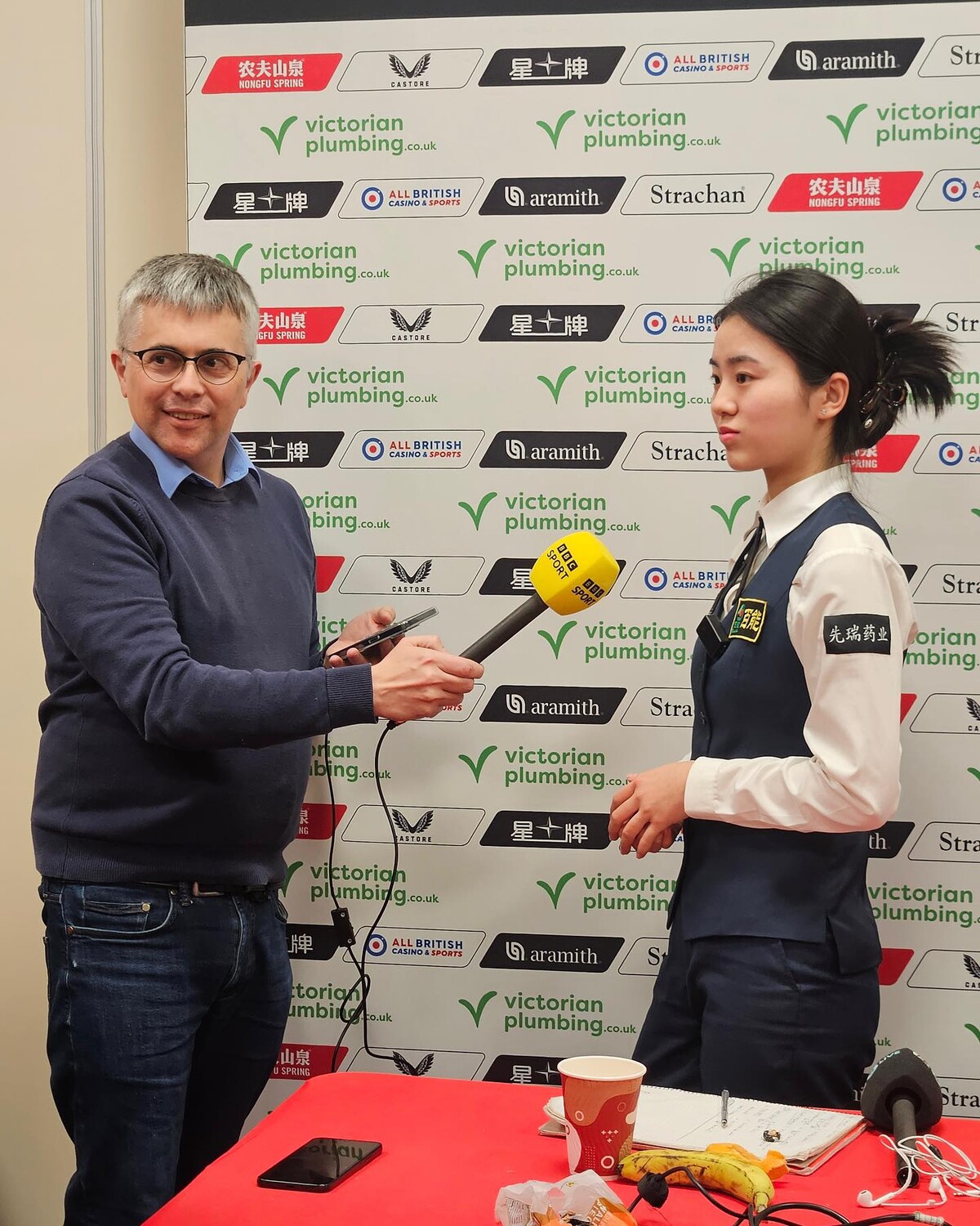 경기 후 인터뷰를 하는 바이위루.  사진=바이위루 제공