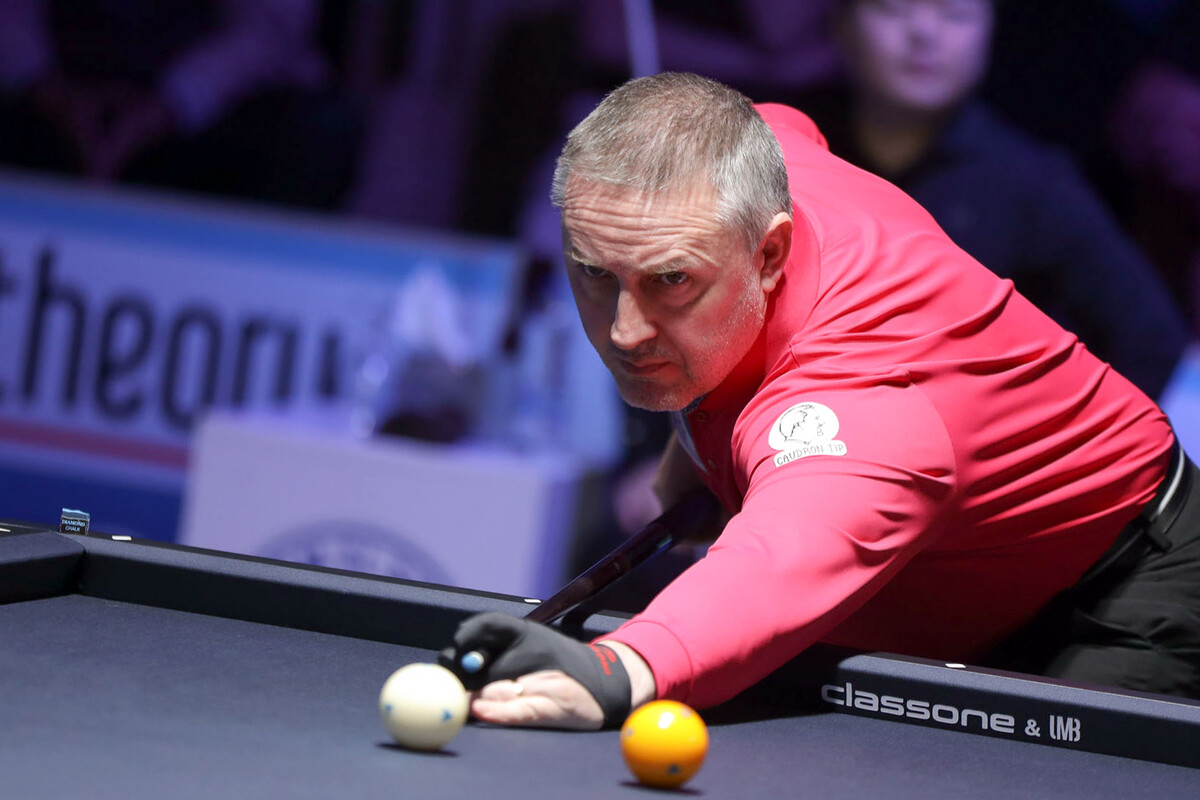 '당구 황제' 프레데리크 쿠드롱(벨기에)이 32강 조별리그에서 다시 만난 '세계랭킹 2위' 조명우(실크로드시앤티-서울시청)에게 승리를 거두었다.  사진=SOOP 제공